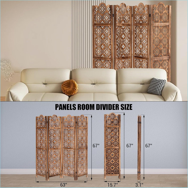 160cm W x 170.2cm H 4 - Panel Folding Room Divider