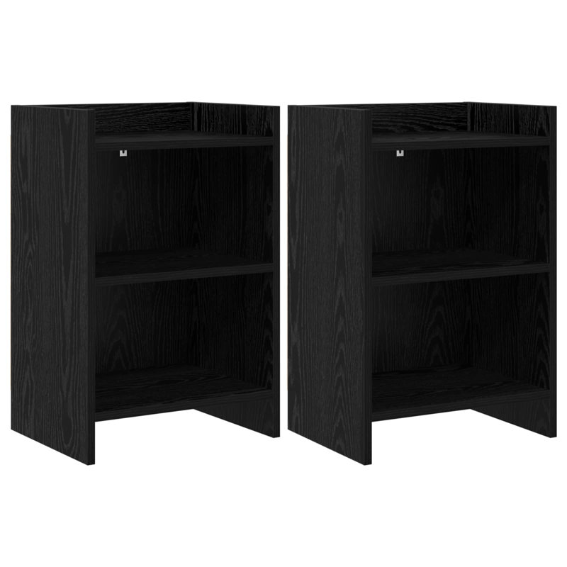 40cm W Composite Bedside Table, Black Oak