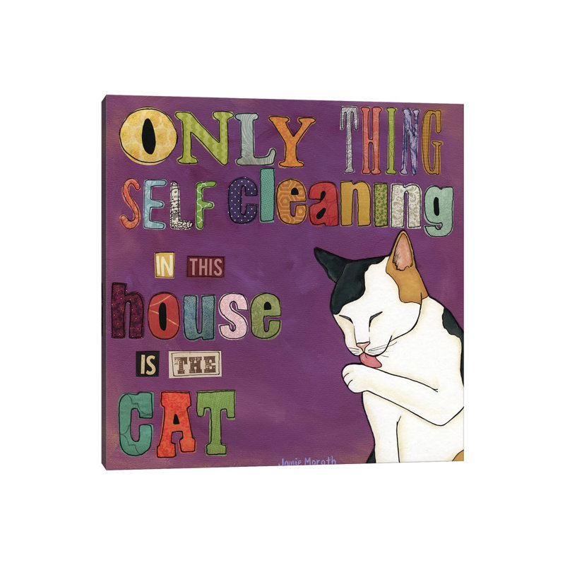 Self Cleaning Cat by Jamie Morath - Wrapped Canvas Print, 93.98 cm H x 93.98 cm W x 1.91 cm D