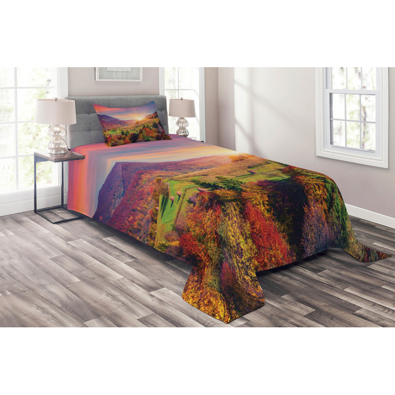 Rustic Polyester Coverlet, Twin Bedspread + 1 Sham
