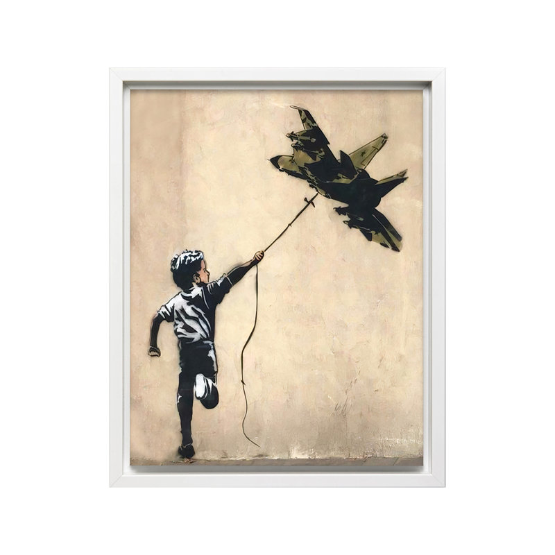 Jouer avec un cerf-volant Jetfighter, Canvas, White Framed, 16"H x 20"W