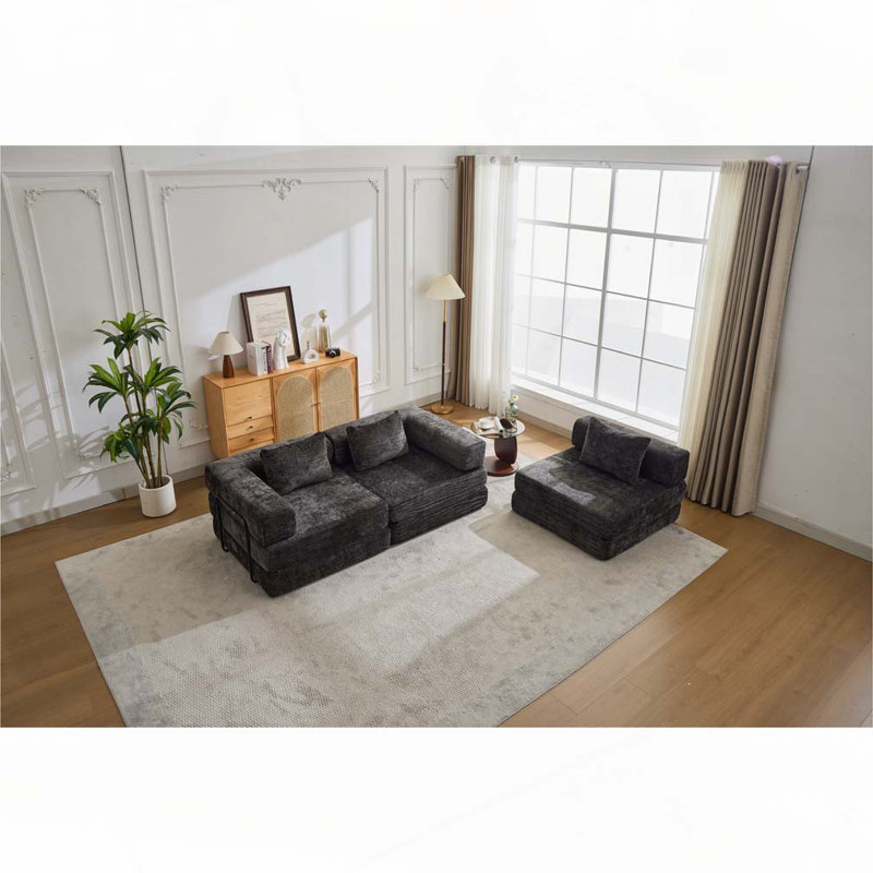 Canapé-lit Chenille, Chenille noir