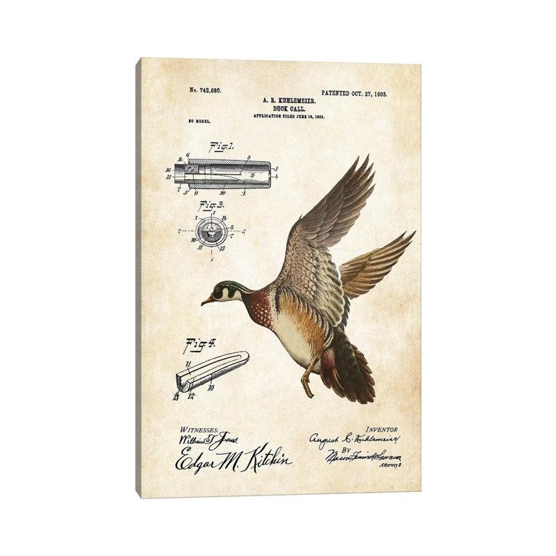 Duck Hunting by Patent77 - Wrapped Canvas Print, 20.32 cm H x 30.48 cm W