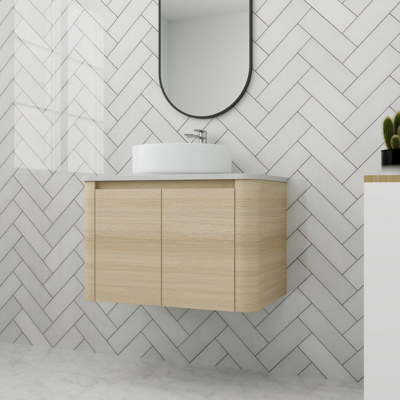 Meuble-lavabo flottant avec porte à fermeture en douceur 30 po, Blanc lustré