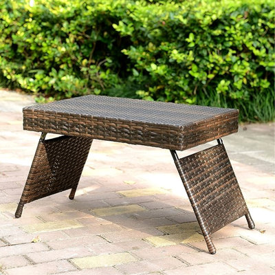 Table portative brune de style américain pliable pour le rangement, légère 7,21 lb, résistante aux intempéries, sans assemblage, 16 de large, et matériau de fabrication en acier