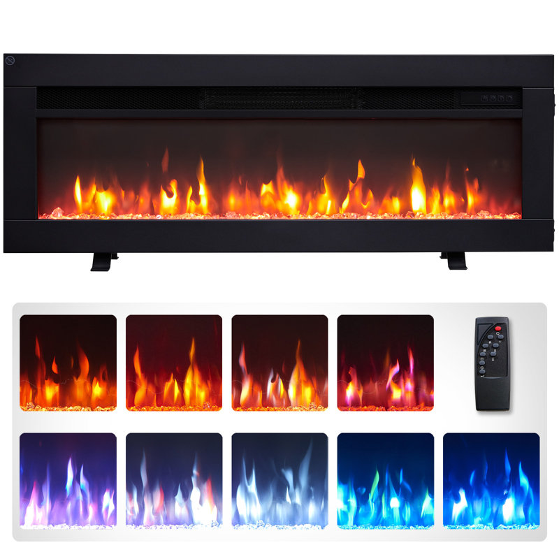 FLAMEKO Dilton 3-in-1 Electric Fireplace with Logs & Crystals, 9 Colour Flame Effect, Media Wall Compatible, 1.8kW Heater