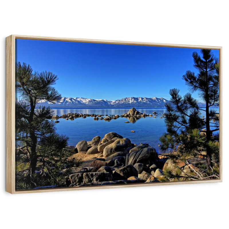 Lac Tahoe depuis l'anse Zephyr, Cadre flottant en bois naturel, 13 po x 9 po