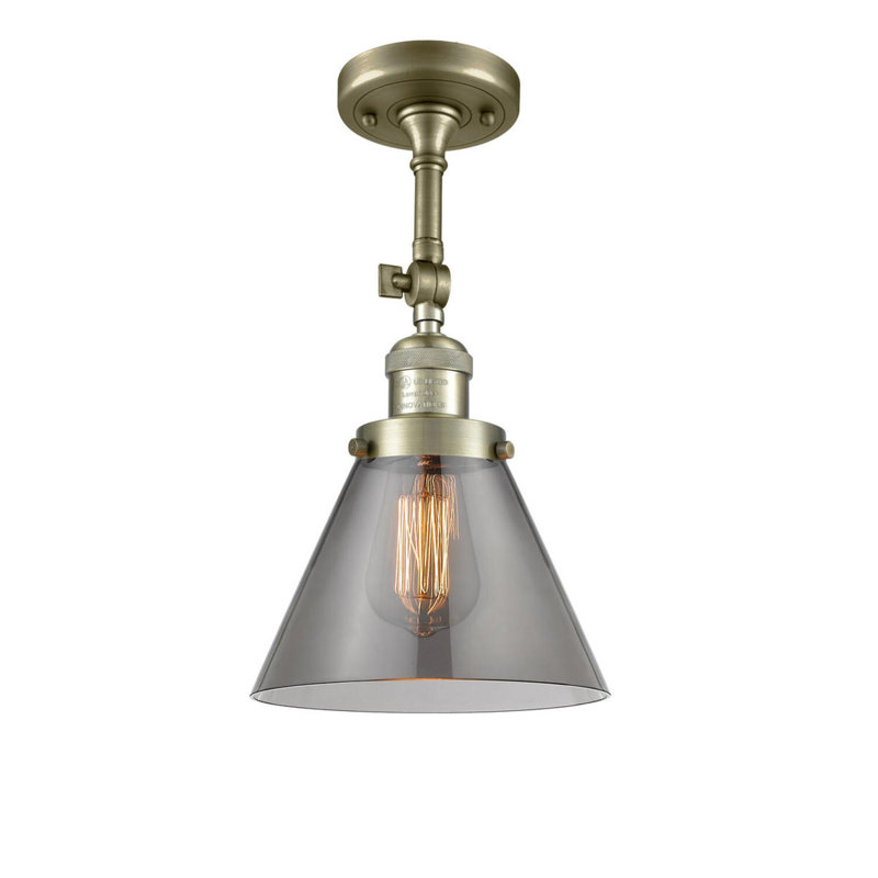 Cone 2 Light Tiltable Bath Vanity Light, Smoked, Antique Brass, 60 Watt Vintage Incandescent Bulb