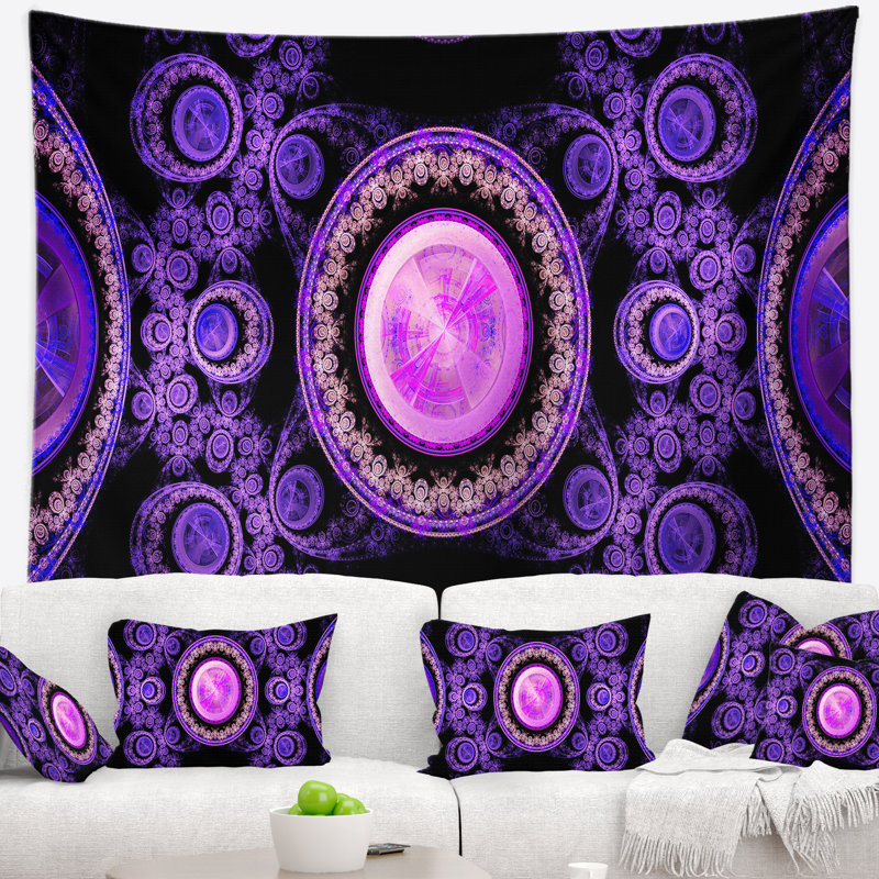 Tapisserie psychédélique relaxed mauve abstract, H 78 po x l 92 po