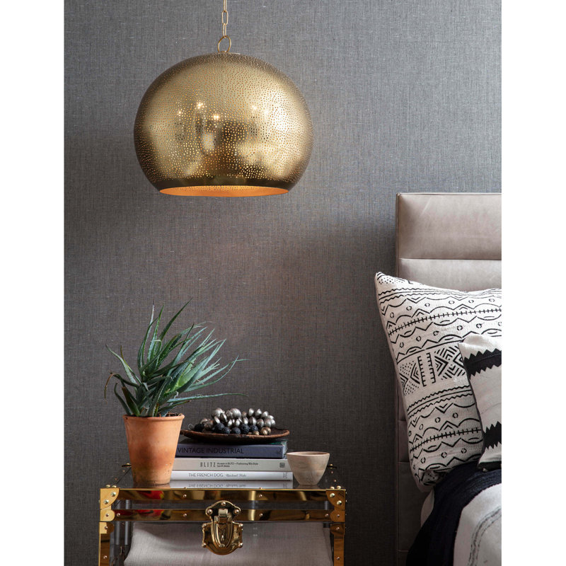Pierced Metal Sphere Pendant, Polished Nickel