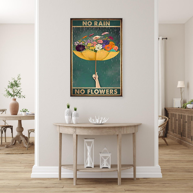 No Rain No Flowers - 1 pièce, impression rectangulaire, H 20 po x l 16 po x P 1,25 po
