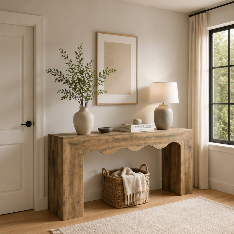 63" Console Table, Wooden Sofa Table Entryway Table with Storage