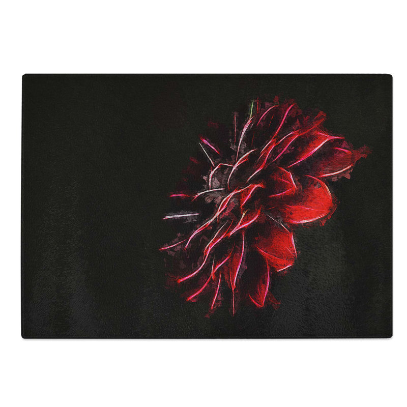 Tempered Glass Flower Chopping Board, 39 cm W x 28.5 cm L