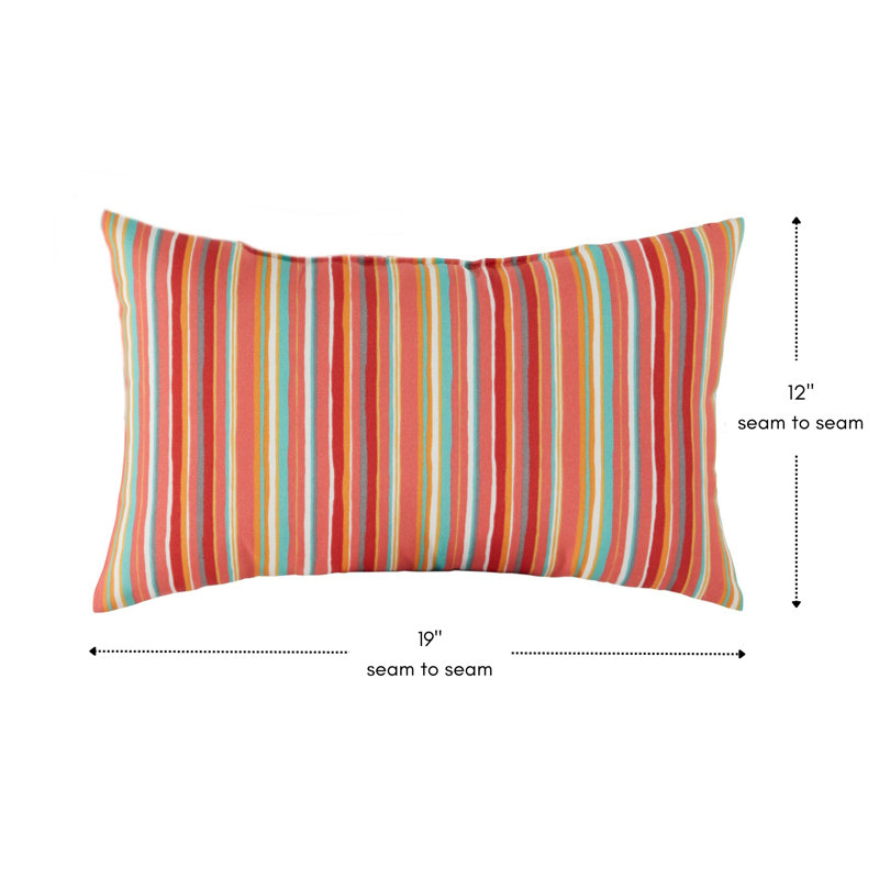 Henrich Indoor/Outdoor Striped Lumbar Pillow, Watermelon