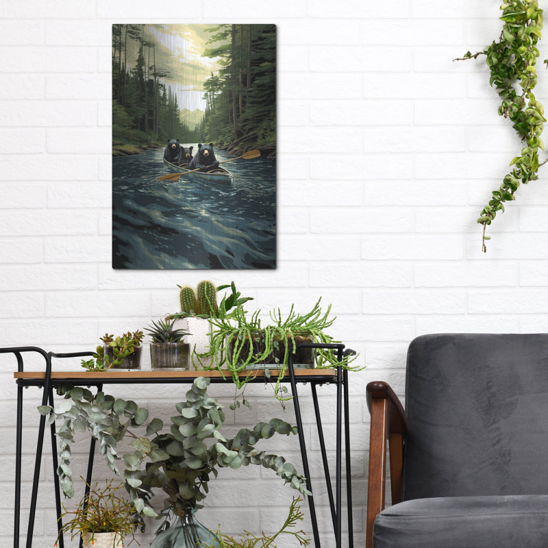  «Black Bear Canoe» par Jim Baldwin, art mural en métal, 12 po x 16 po, H 16 po x l 12 po