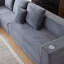 Canapé profond en velours côtelé 6 places, modulaire avec porte-gobelets, gris, moderne, sans assemblage, confortable pour les moments de tranquillité et télévision idéale-120912939-120912940-120912943