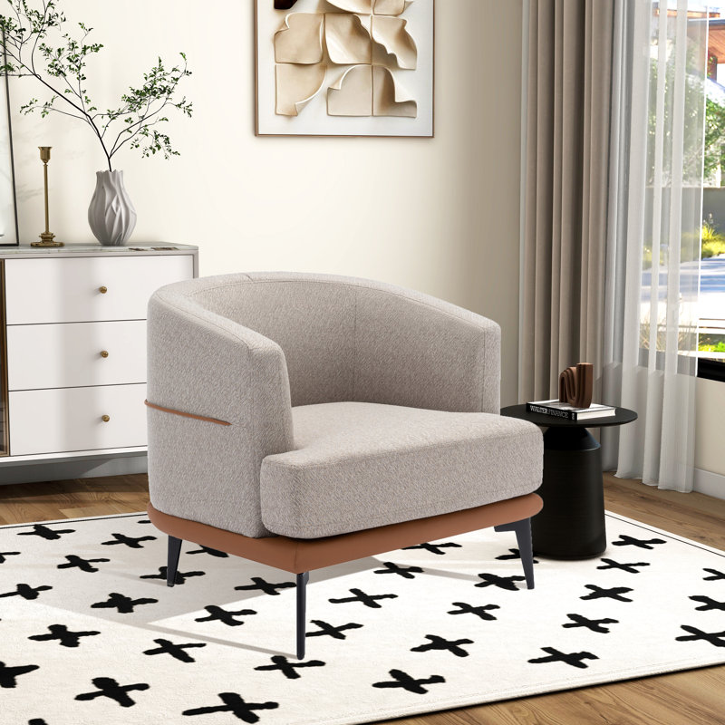 Fauteuil club 28,91 po, Cuir orange brûlé