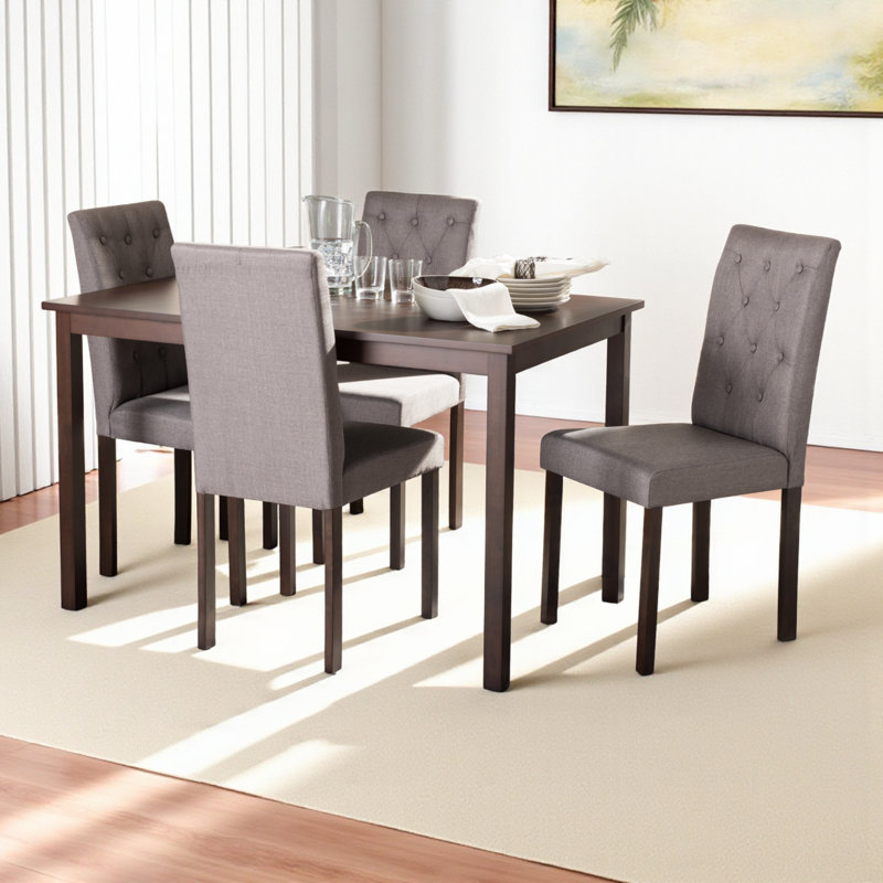 Alyshia 4 - Person Four Leg Base Dining Set, Gray