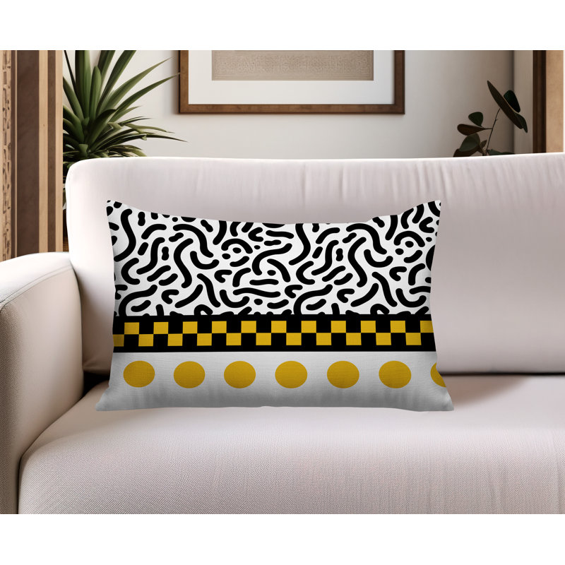 Oreiller rectangulaire réversible intérieur / extérieur Kixie, Rectangulaire H 14 po x l 20 po, Jaune