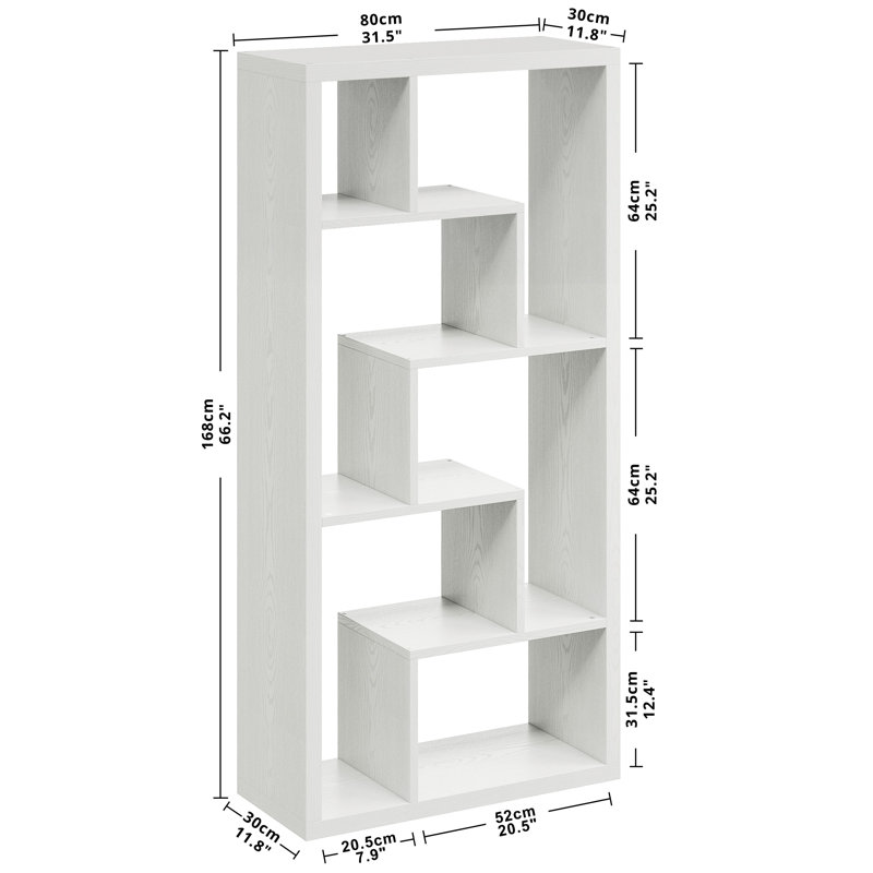 6 Cube Storage Bookcase, Open Shelf Simple Compartment Bookshelf, Use Horizontally, Use Vertically, Use Upside Down, White