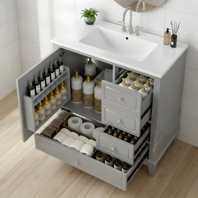 Bathroom Vanity with Ceramic Sink