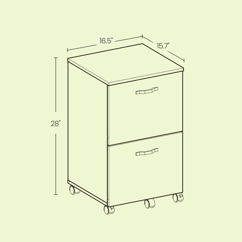 Cambrie 16.5'' Wide 2 -Drawer Mobile File Cabinet, Natural Walnut/Black