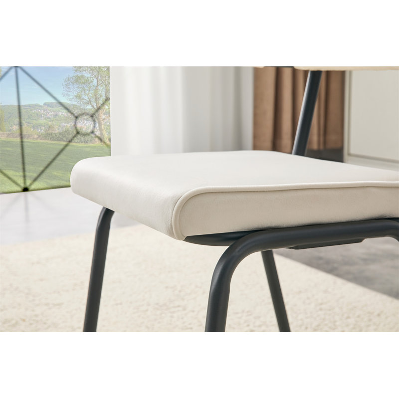 Ensemble de 2 chaises de salle à manger, chaises de salle à manger rembourrées avec tissu en velours doux et doux pour la peau, accoudoirs suspendus à la table, pieds en métal avec revêtement en aérosol (ensemble de 2)