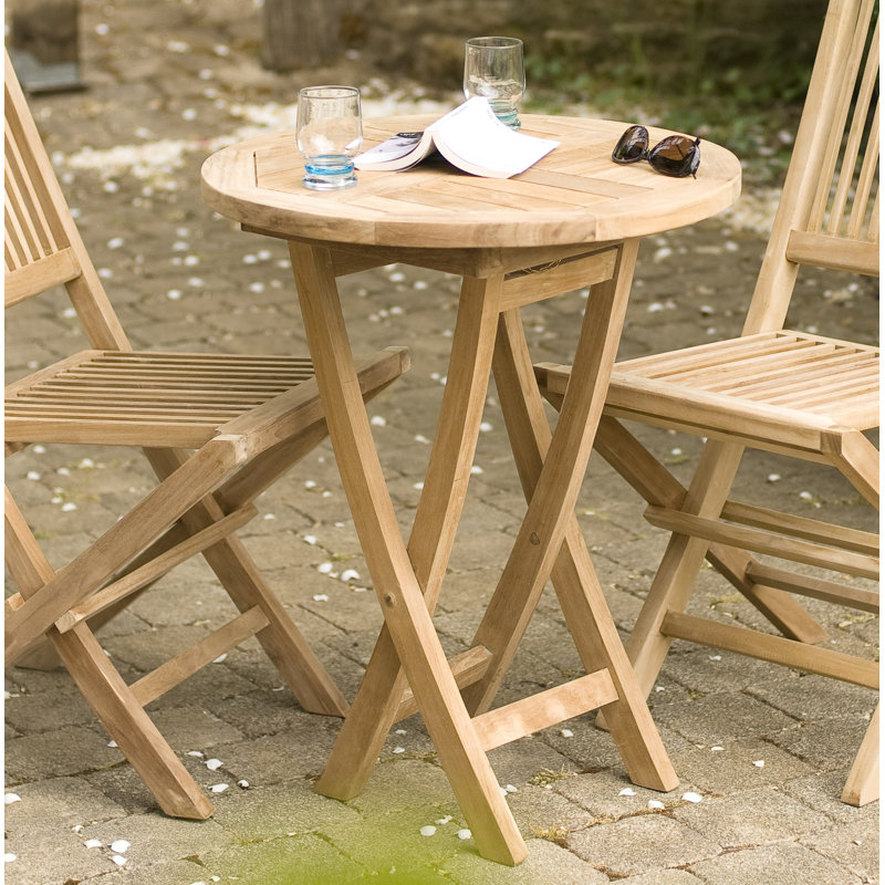 Woehler Round Teak Solid Wood Outdoor Dining Table, 77cm H x 60cm W x 60cm D