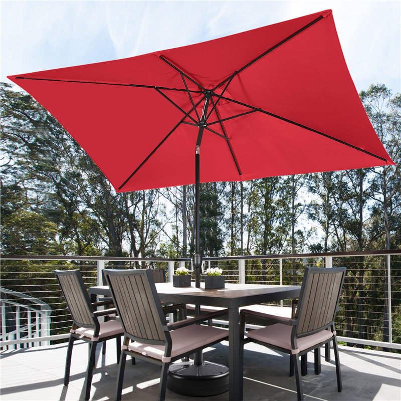 Parasol d'extérieur rectangulaire Glidewell, H 99,6 po x l 120 po x P 78 po, Rouge