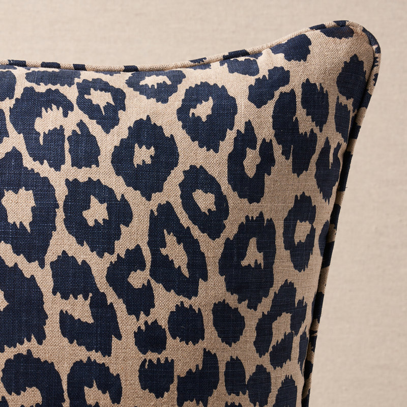 Iconic Leopard Pillow, 18" x 18", Ink/Natural