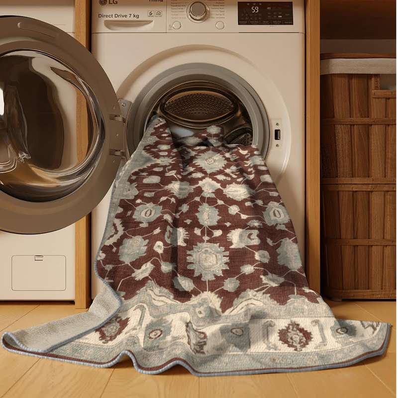 Tapis gris lavable à la machine, Rond 4 pi