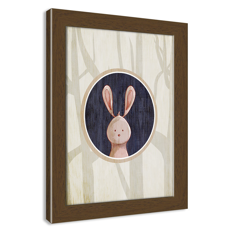 «Juvenile Forest Animals», impression sur papier, H 14 po x l 10 po x P 0,6 po, Cadre plat noyer