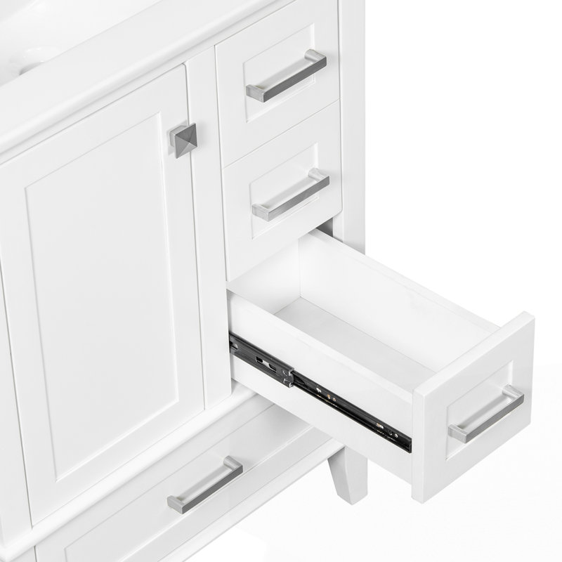 Meuble-lavabo 24,8 po avec lavabo en céramique, Blanc