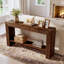 Console en bois massif de 63 po, table de ferme rustique avec tablette de rangement ouverte, table d'entrée pour le salon, couloir, brun
