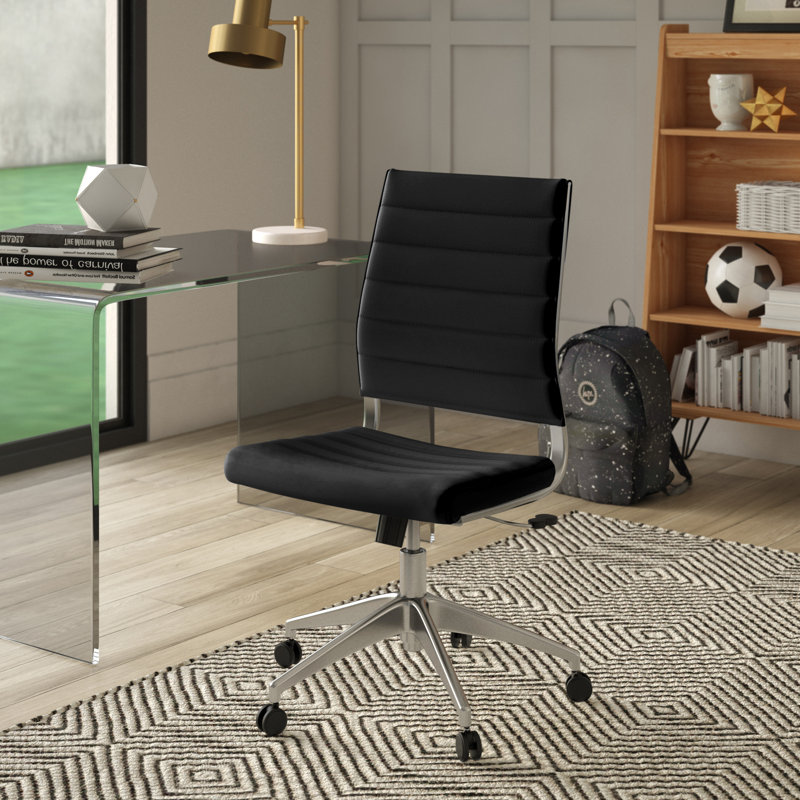 Black Vinyl Armless Midback Swivel Office Chair