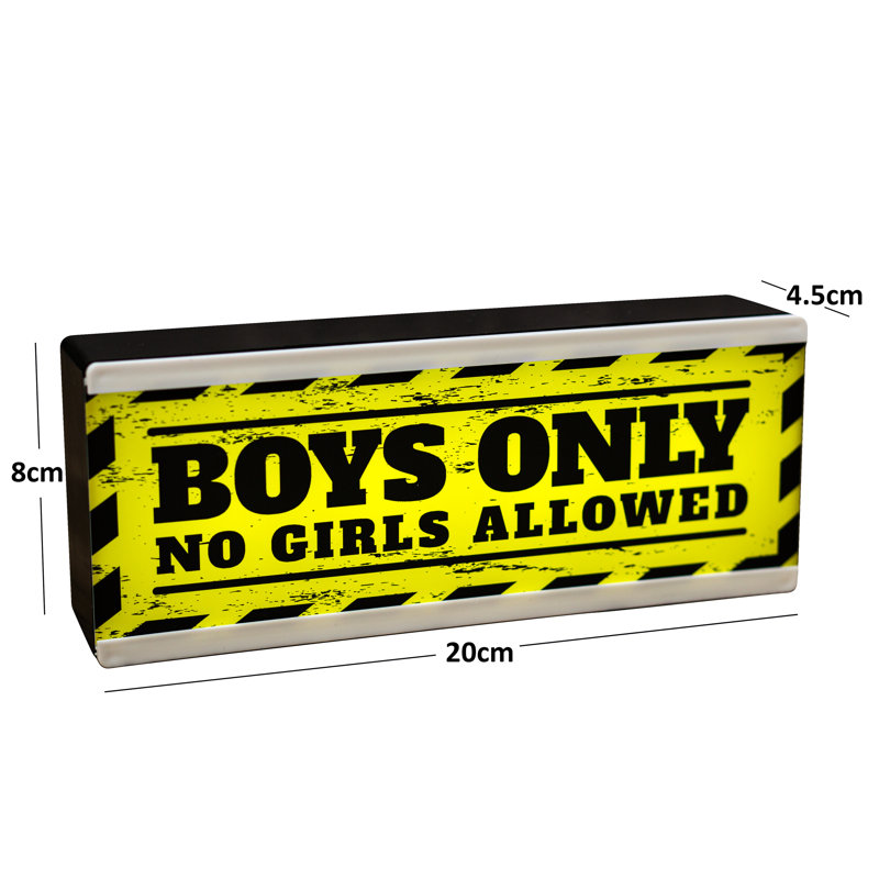 Light Up Room Sign Boys Only Wall Décor