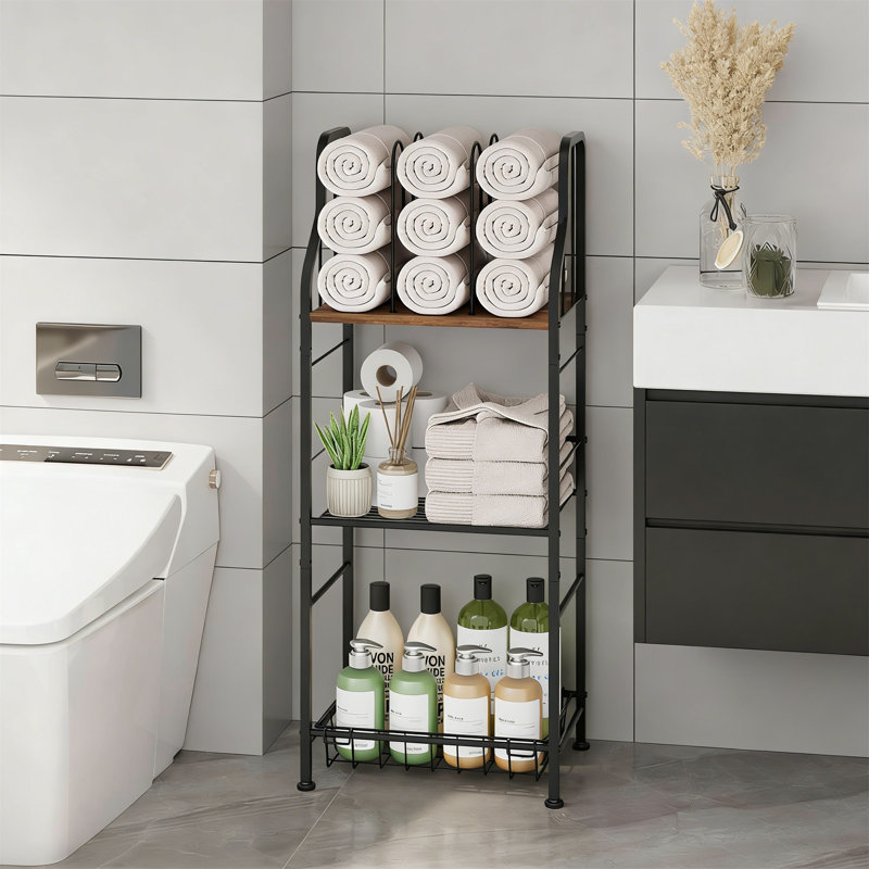 3-Tier Free Standing Metal Towel Rack With M-Shaped Dividers, Space Saving