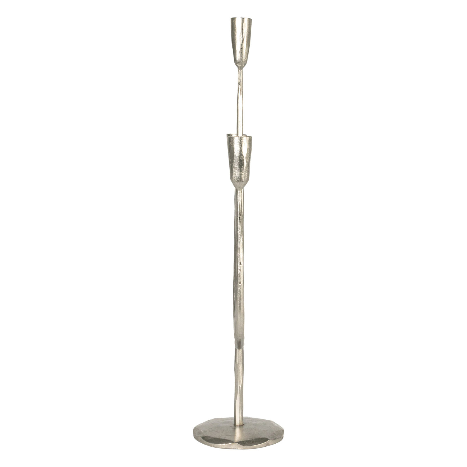 Handcrafted Metal Candelabra, Silver