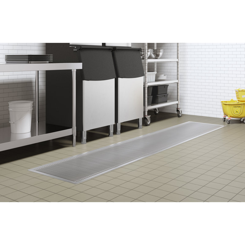24" x 108" Stainless Steel Floor Trough Drain, 14-Gauge with Subway-Style Grating & Removable Drain Basket, NSF Listed (KM-FTG-24108)