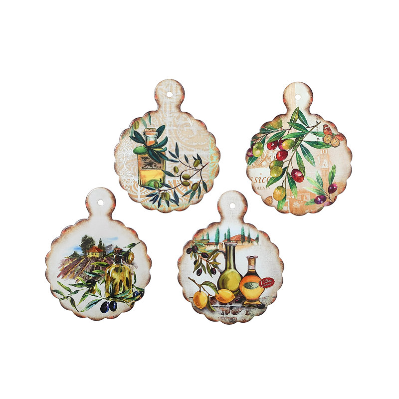 Wood Round 4 Piece Trivet Set