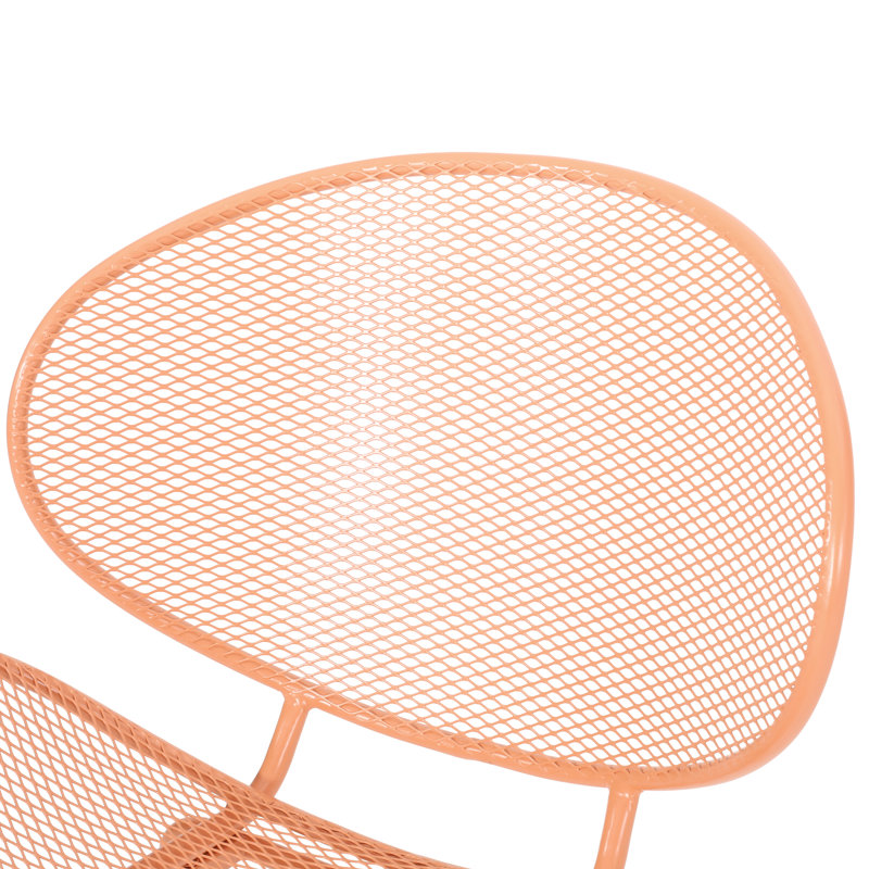 Modern Outdoor Metal Shell Chairs ( Of 2), Orange, 24.99"w X 25.22"d 34.04"h 2 Chairs, 34.04"h, Minimalist