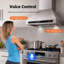 Hotte de cuisine murale 36 pouces convertible en acier inoxydable à conduit / sans conduit, hotte de cuisine 900 Cfm avec commande vocale / tactile / tactile-137981129