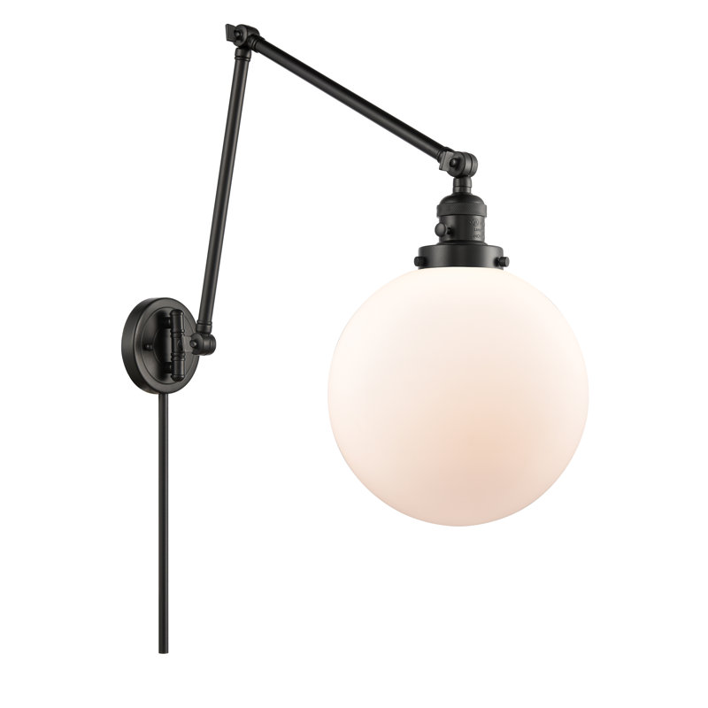 Bras pivotant à intensité variable à 1 lumière Maxwell, Blanc mat, Noir mat, H 32 po x l 10 po x P 32 po