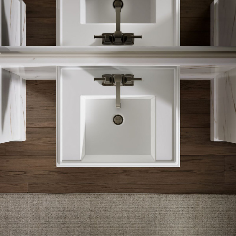 Tresham® Ceramic 24" Pedestal Bathroom Sink with Overflow, White, Centerset Faucet
