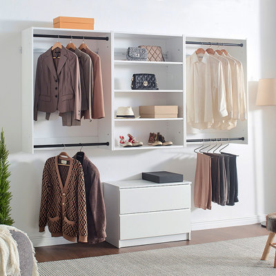 Devi White Wall Mounted Wood Closet System
