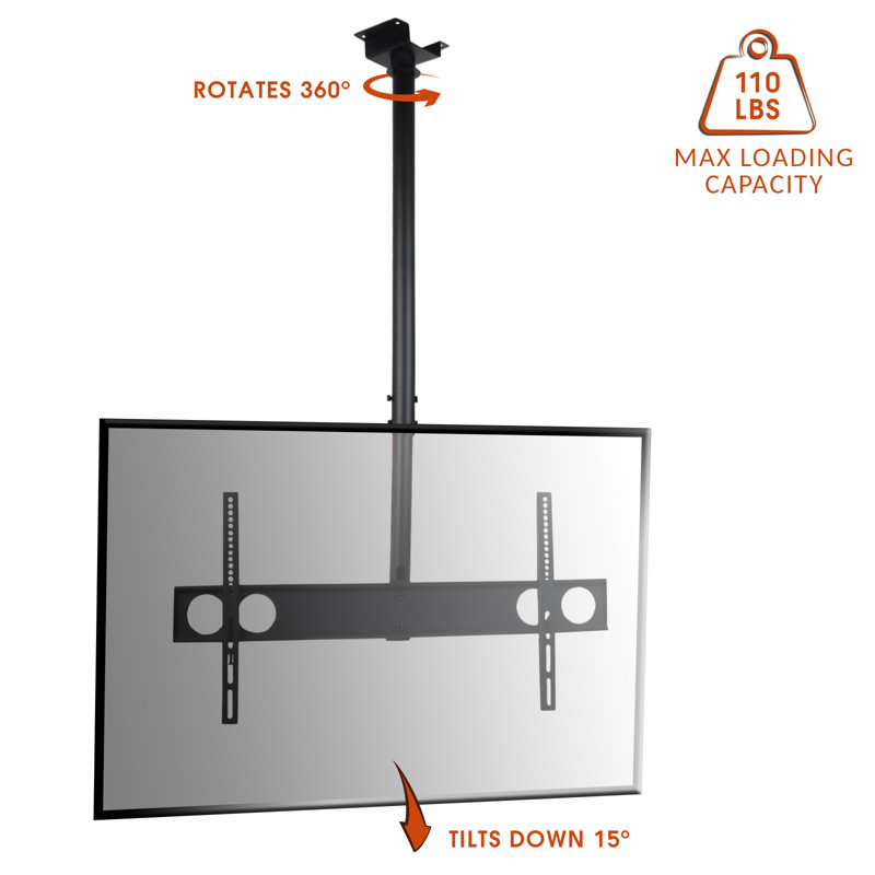 Support de plafond inclinable noir pouvant supporter jusqu'à 110 lb