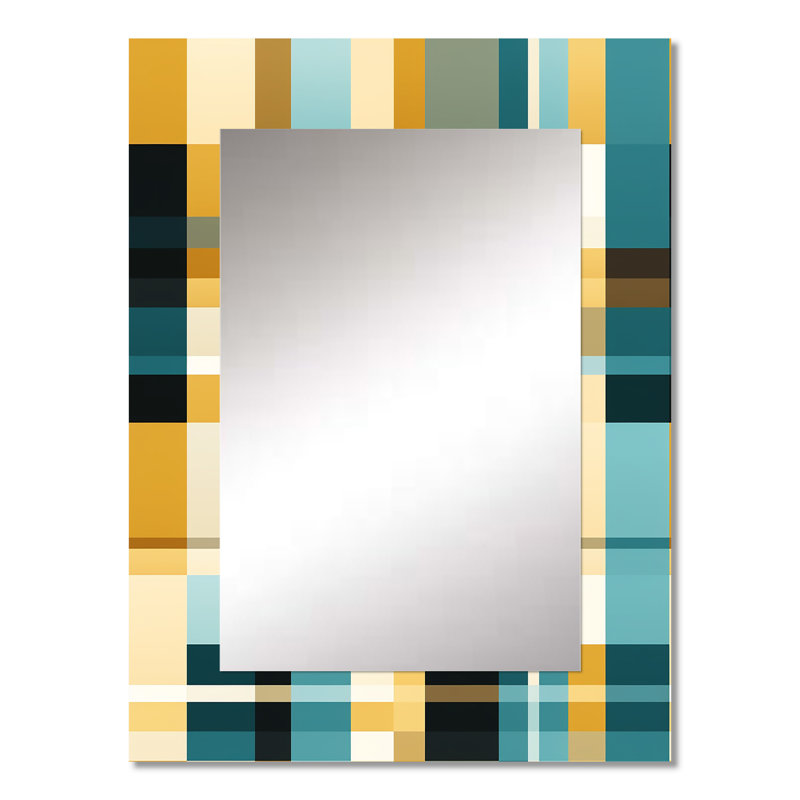 Motif rayé chic et vichy jaune Breshia - miroir à carreaux, 32 po x 24 po