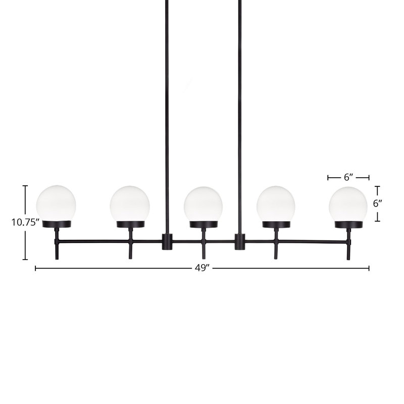 Luminaire suspendu pour îlot de cuisine 5 lumières Liberty, Blanc, Noir