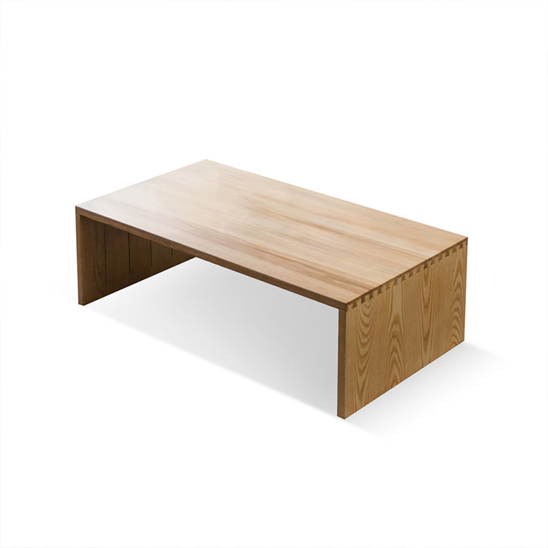 Burlywood Solid Wood Rectangular Coffee Table
