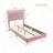 Mikhale Modern Velvet Platform Bed with Tufted Headboard and LED Lights-630362511-652577053